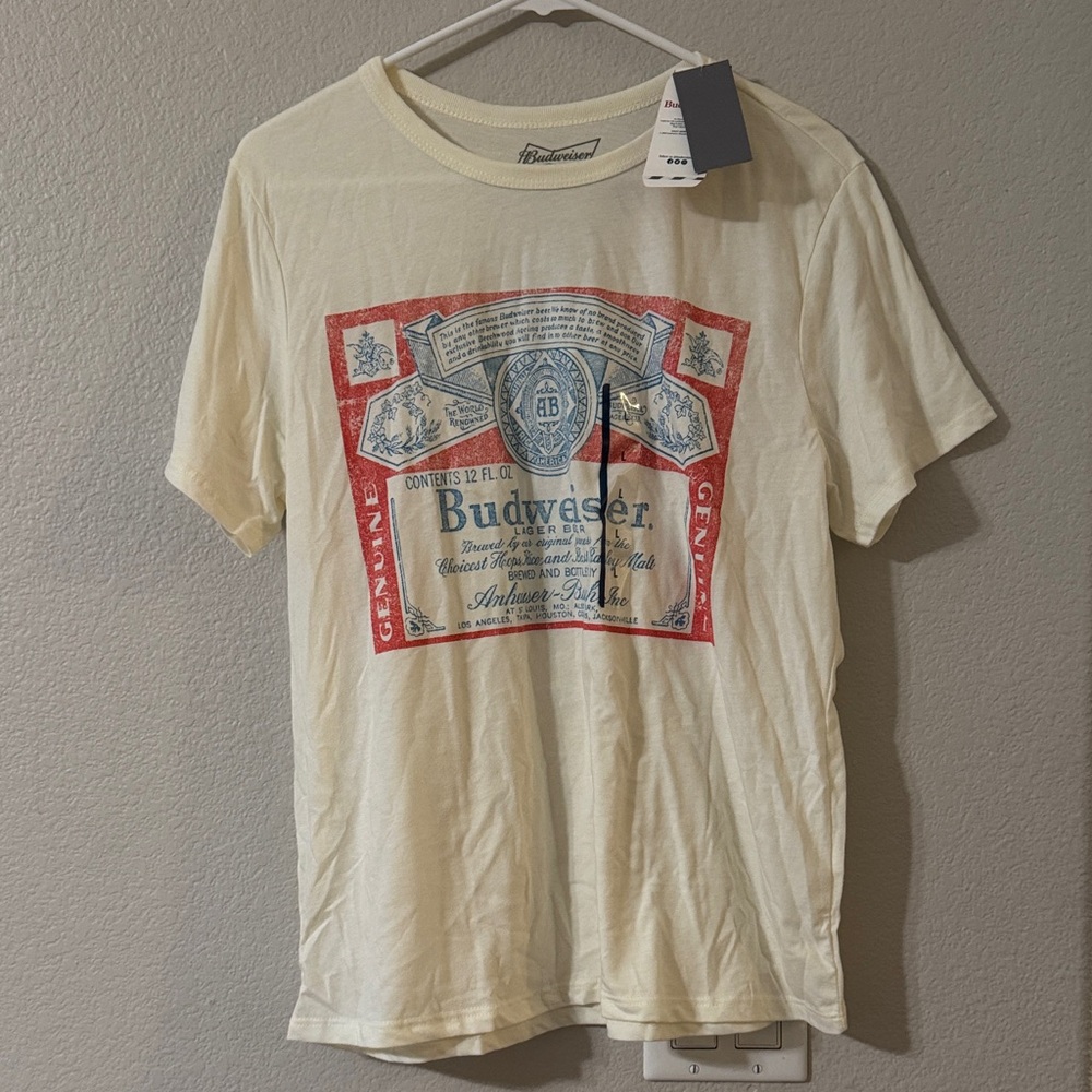 Budweiser Red and Cream Short Sleeve Tee